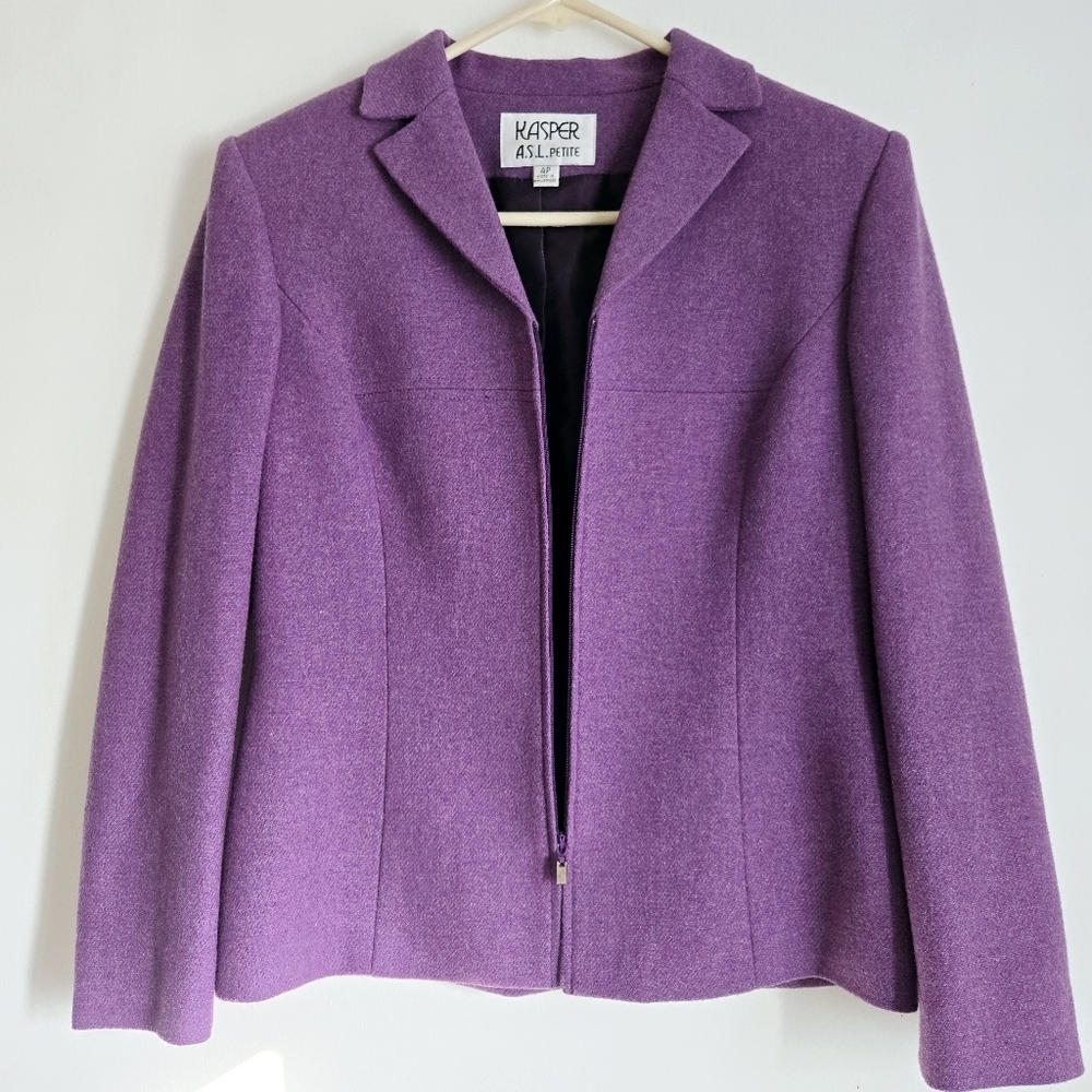 Kasper ASL Blazer Size Petite 4 Vintage Suit Jacket SuitSeparates Wool Blend - Picture 9 of 9